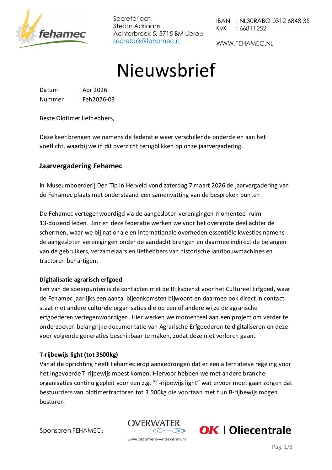 Fehamec Nieuwsbrief nr.3